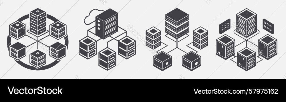 In set server technology design privacy database Vector Image