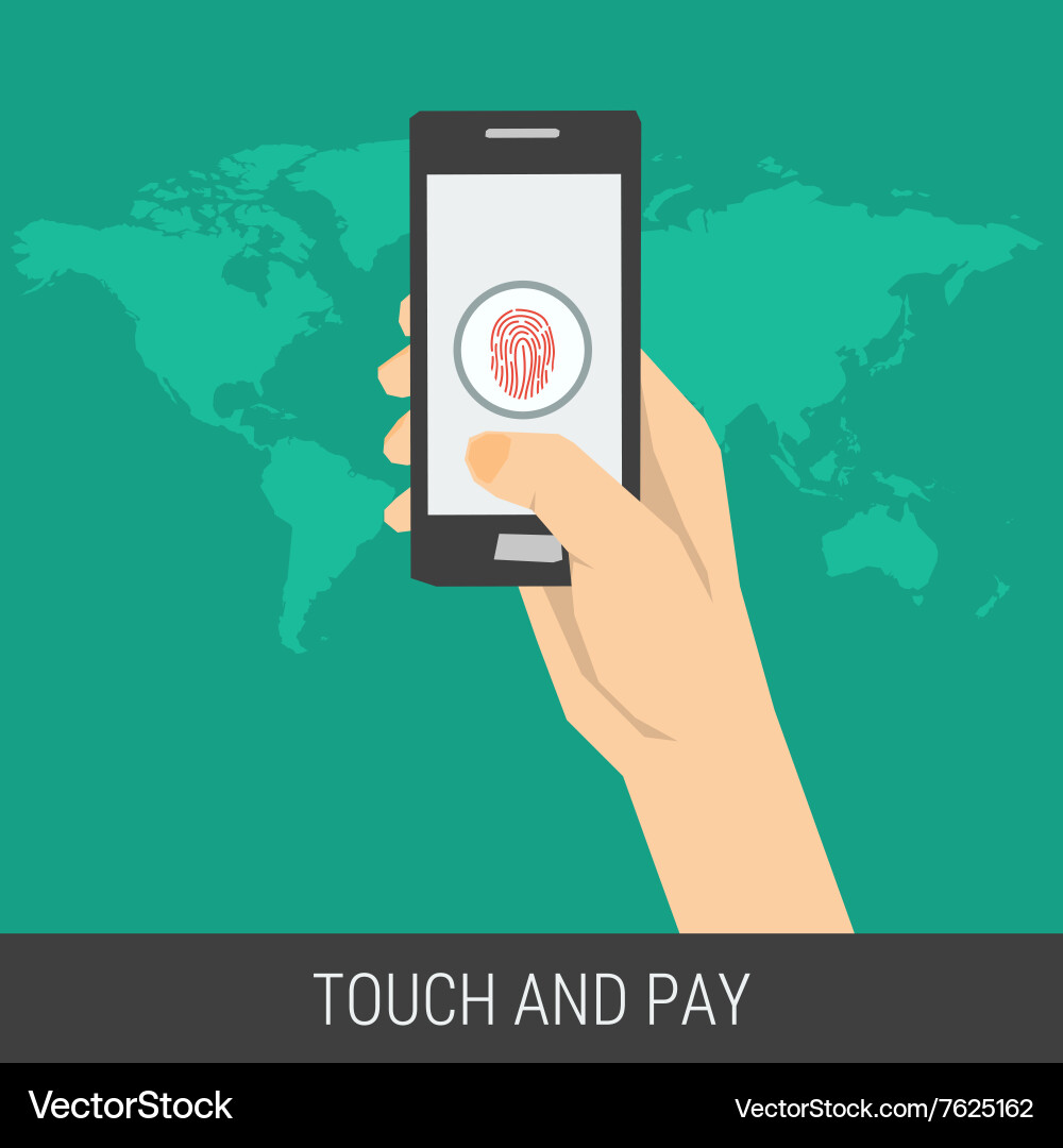 Mobile payment using fingerprint Vector Image