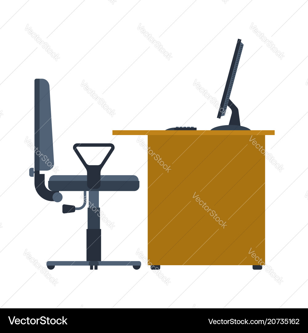 Office workplace table and computer working Office workplace table and computer working vector image