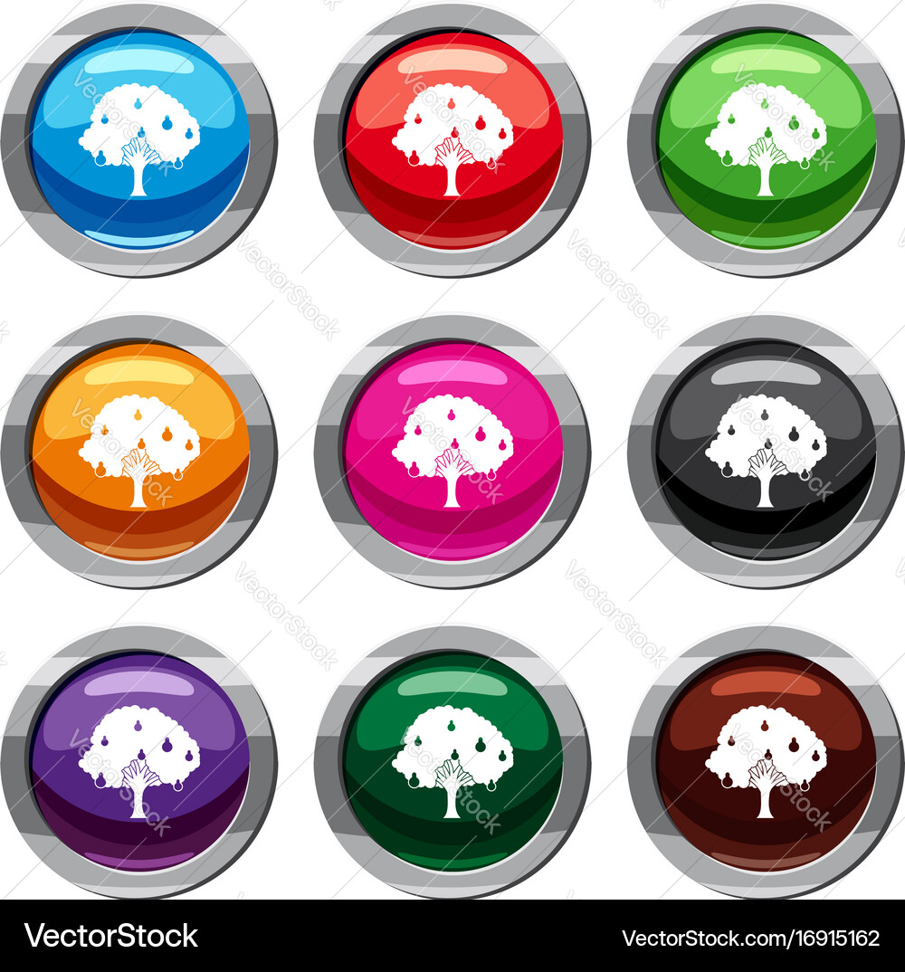 Pear tree with pears set 9 collection vector image