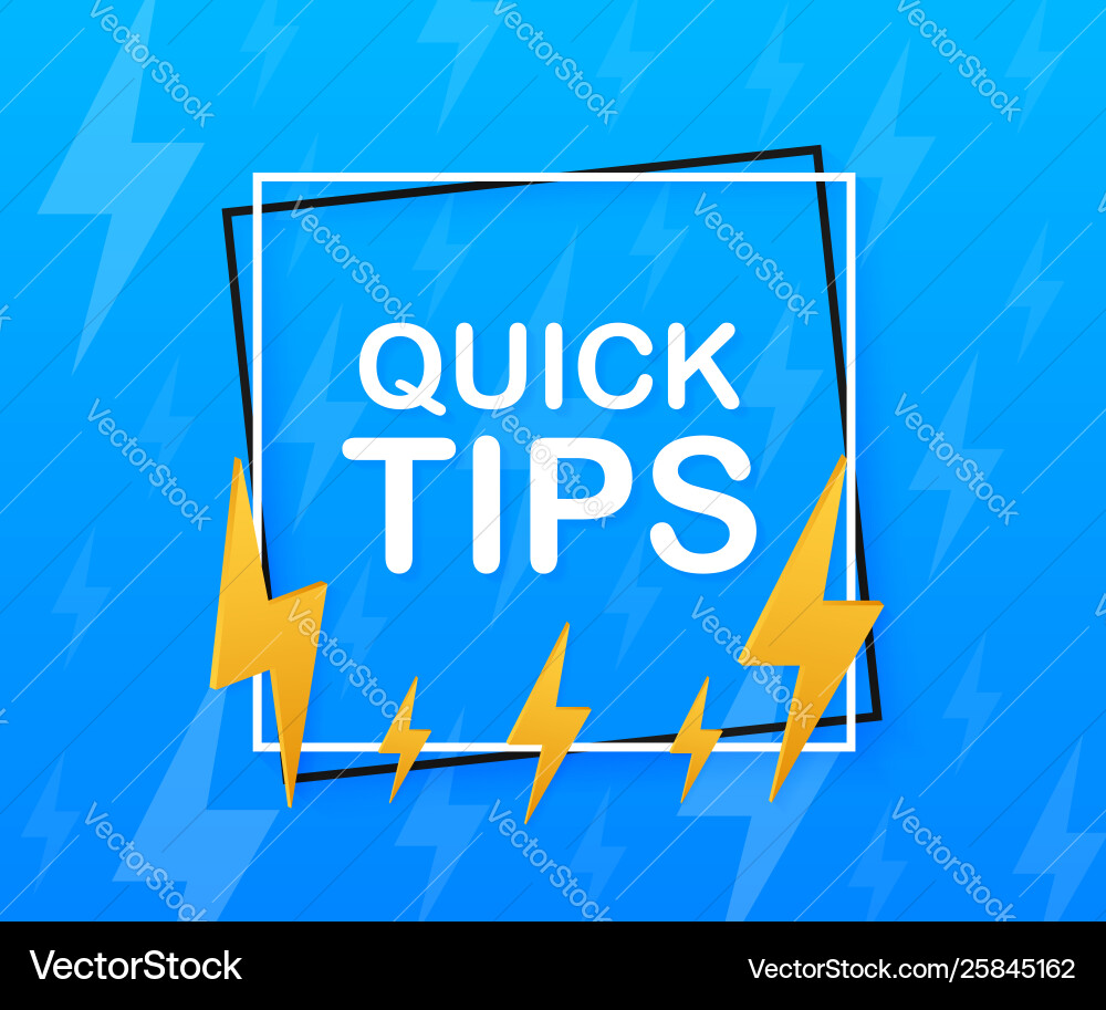 Quick tips hint helpful tricks tooltip Vector Image