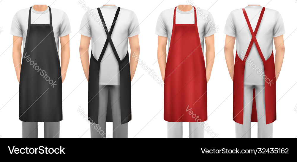 Schwarze und rote Baumwolle Küchenschürze Set Design Schwarze und rote Baumwolle Küchenschürze Set Design vektorbild
