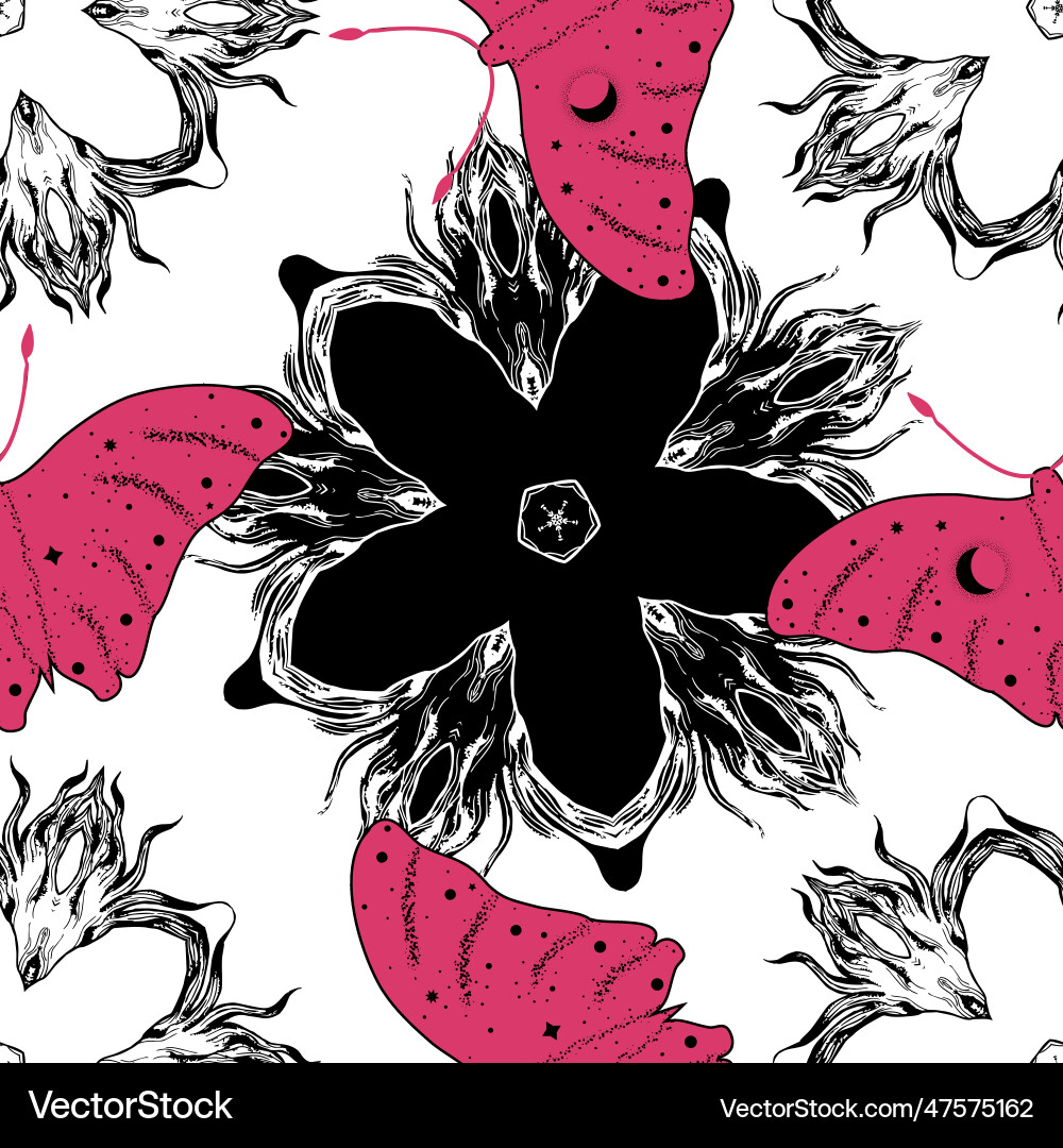 Seamless bohemian pattern with butterfly vector image