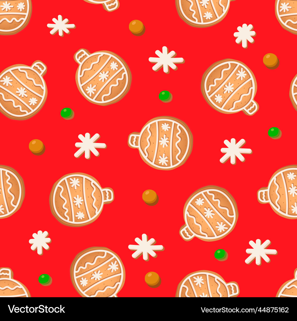 Seamless pattern with ginger cookies on a red Seamless pattern with ginger cookies on a red Vector Image
