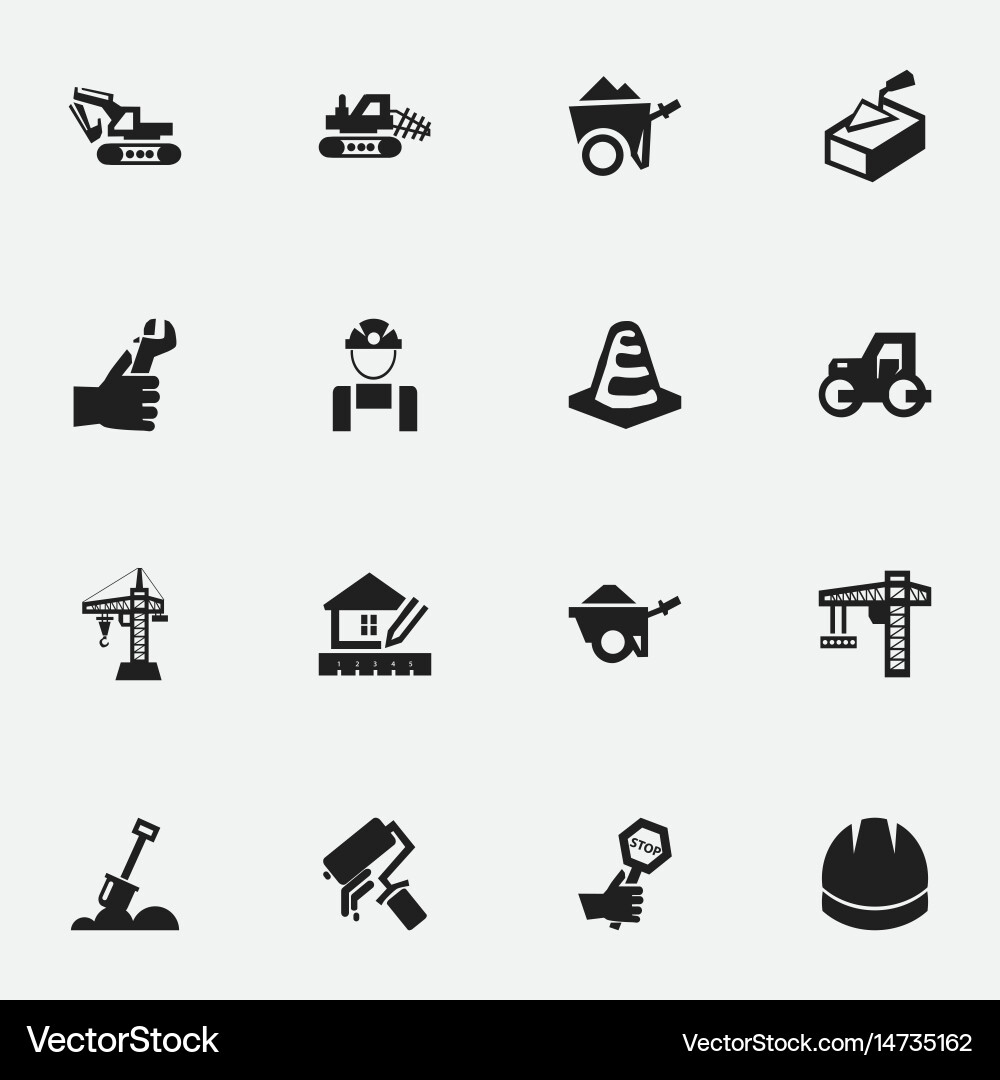 Set of 16 editable structure icons includes Vector Image