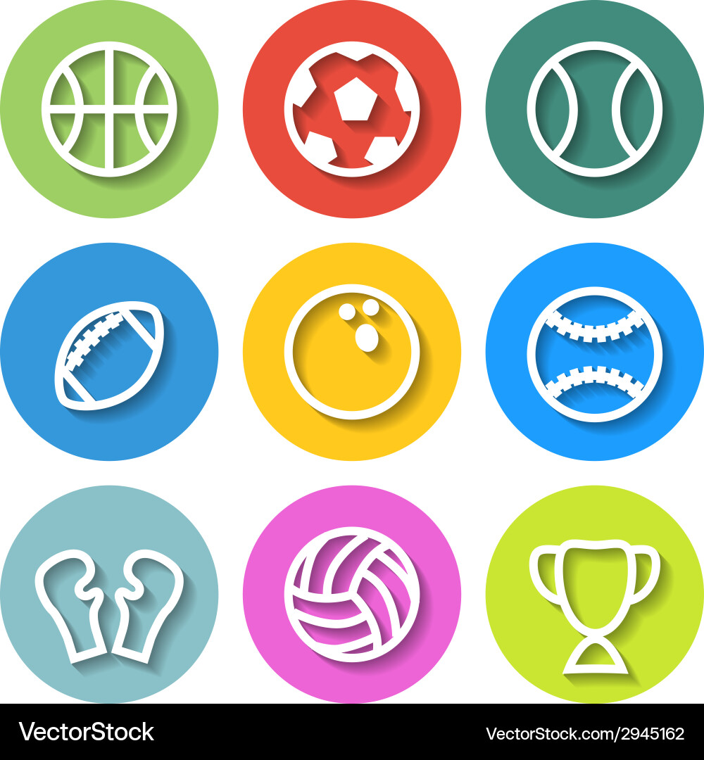 Set of flat sports icons vector image
