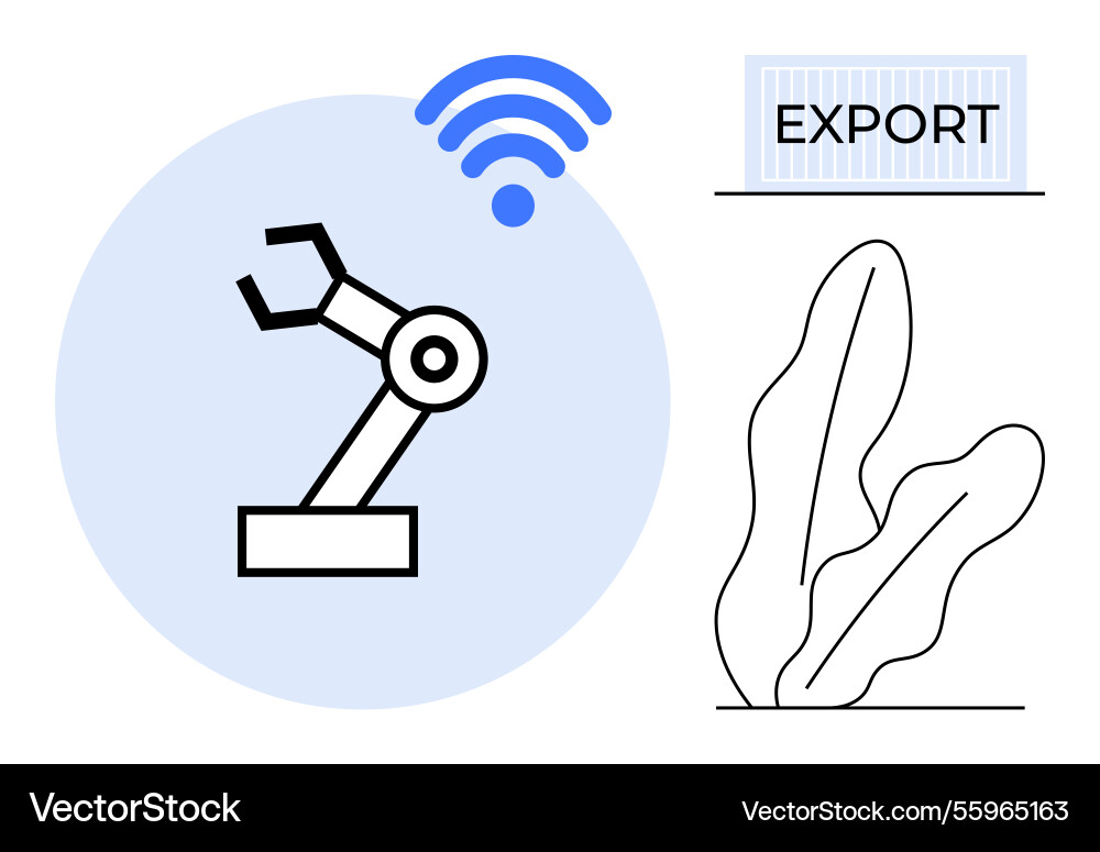 Automation arm with wireless signal near export Automation arm with wireless signal near export vector image