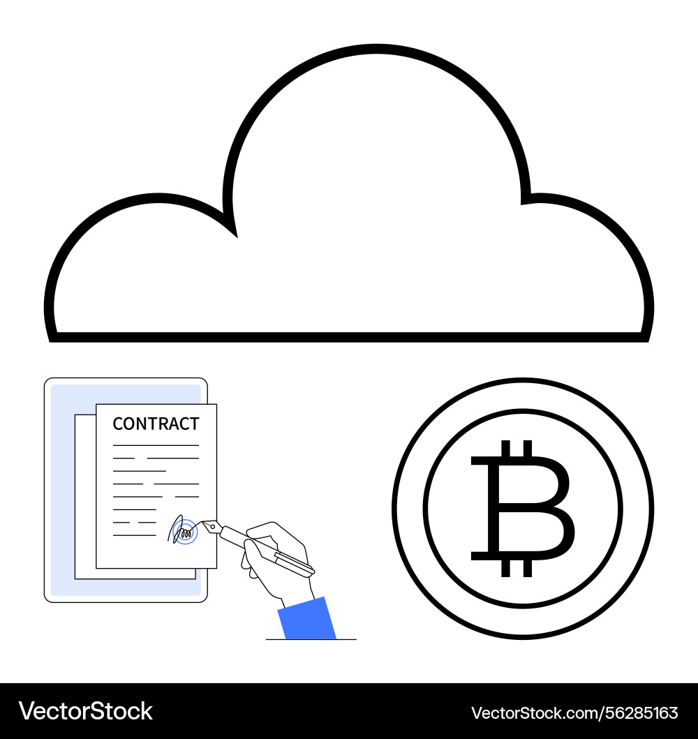 Cloud computing storage digital contract signing Cloud computing storage digital contract signing vector image