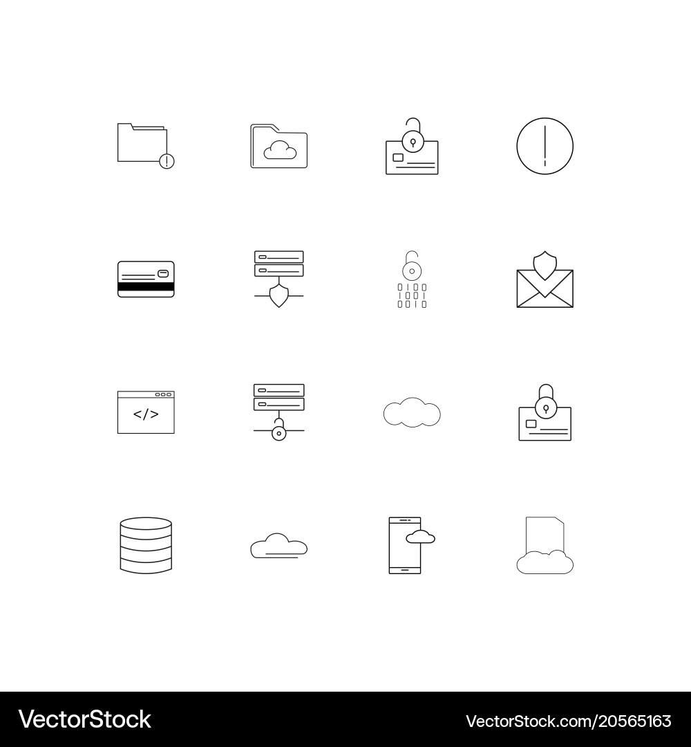 Cyber security simple linear icons set outlined Vector Image