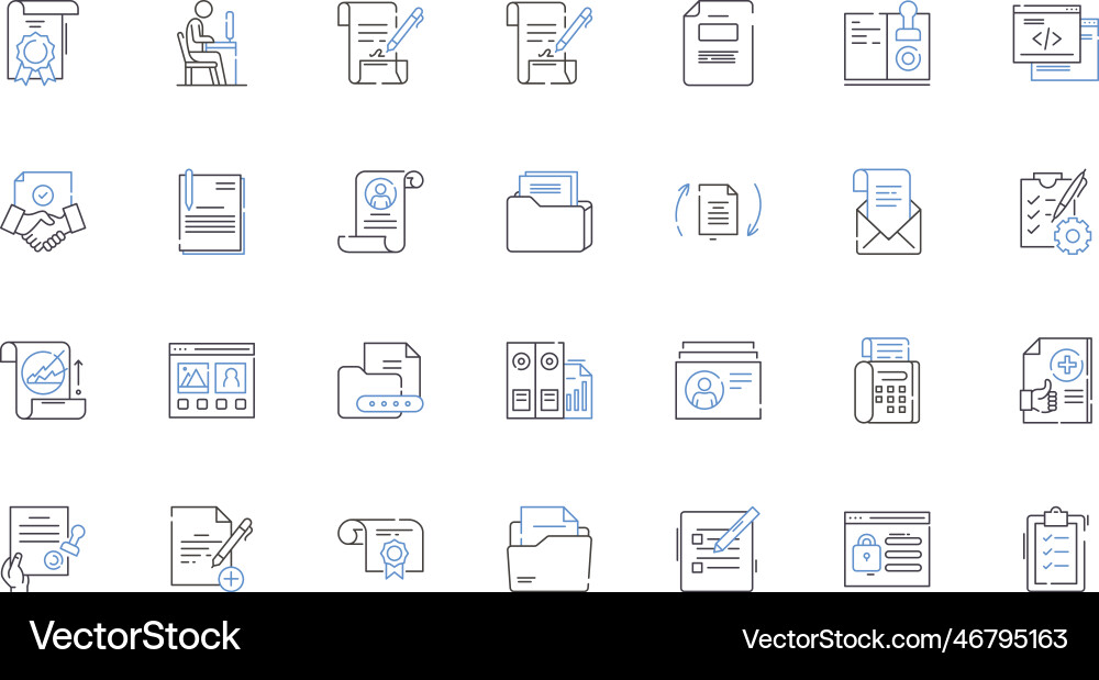 Drafting line icons collection blueprint Vector Image
