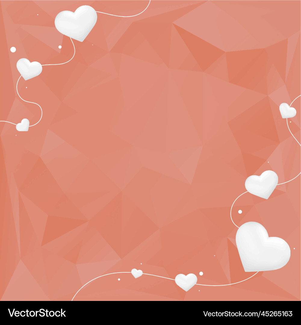 Heart string border prism pattern peach background Heart string border prism pattern peach background vector image