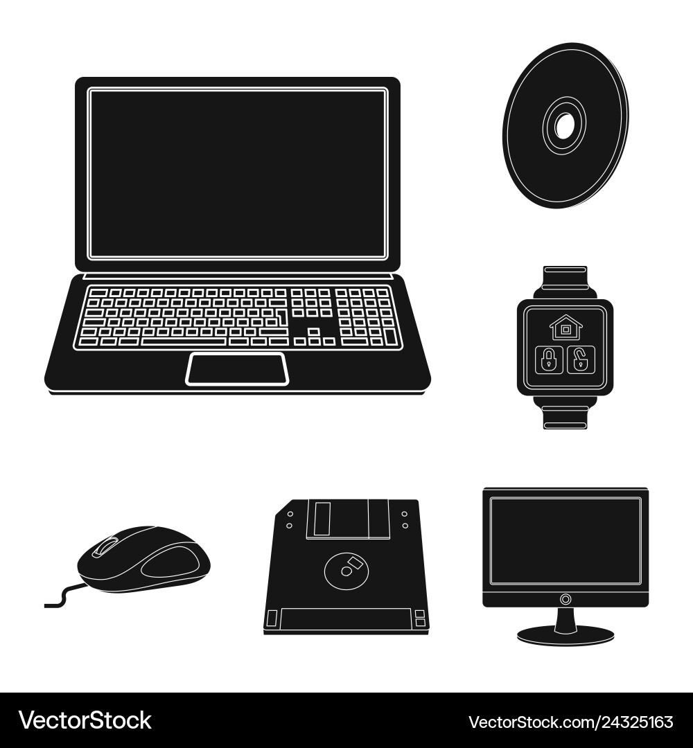 Isolated object of laptop and device sign set Isolated object of laptop and device sign set Vector Image