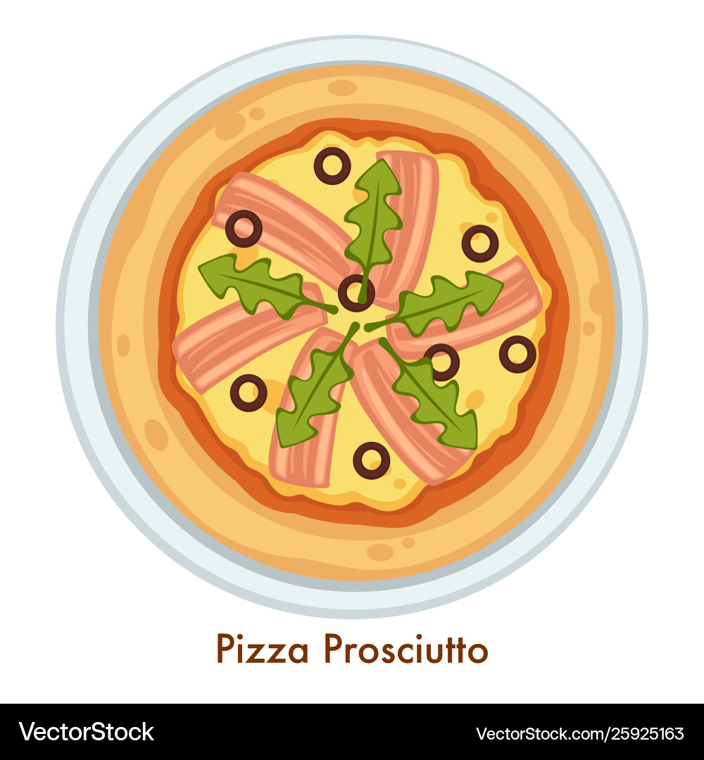 Italian food pizza prosciutto cuisine italy Italian food pizza prosciutto cuisine italy vector image