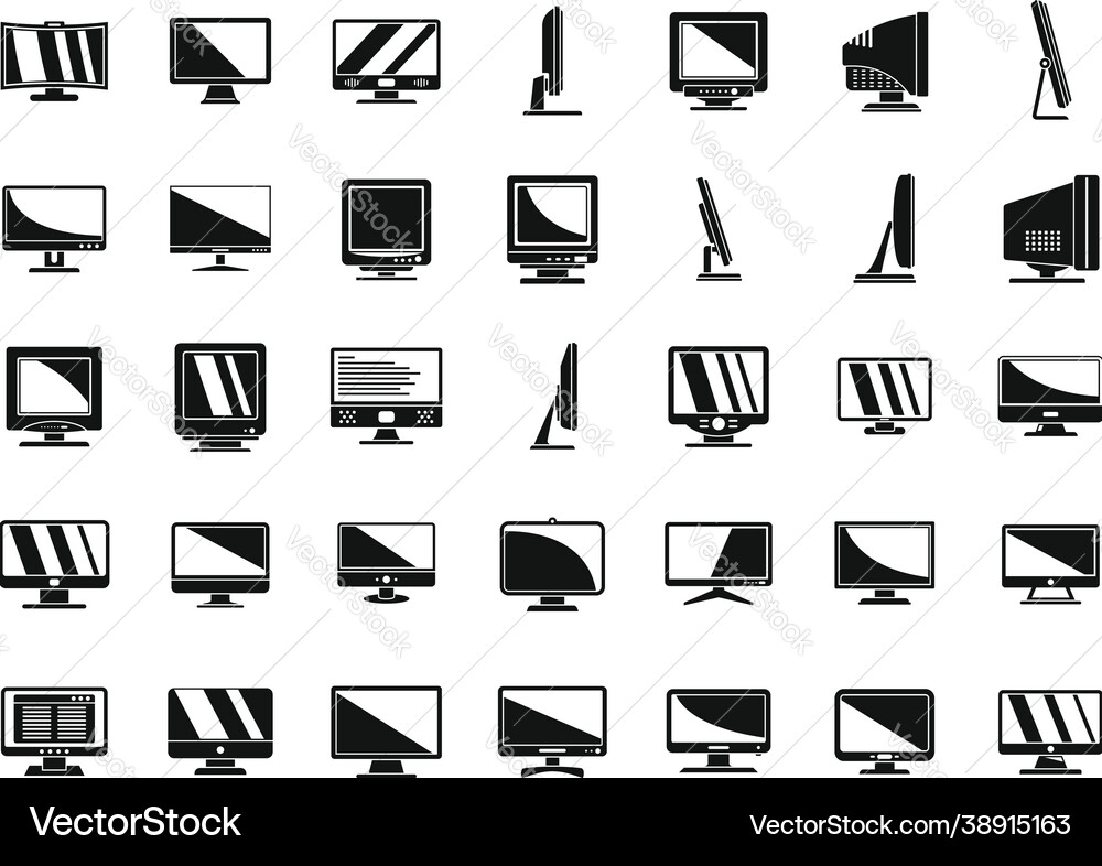 Monitor icons set simple computer screen Monitor icons set simple computer screen vector image