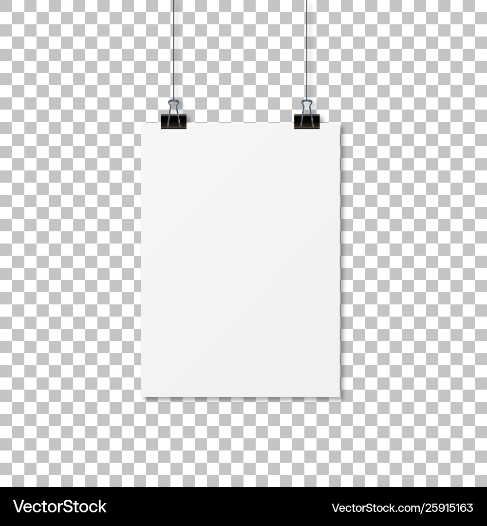 Paper hanging with shadow empty mockup vector image
