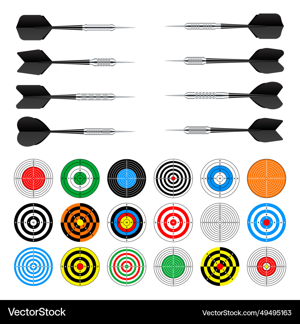 Paper targets with dart arrows shooting range Vector Image