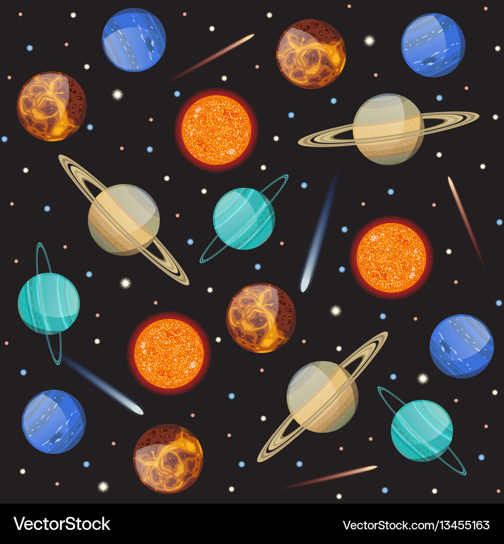 Planetary Seamless Pattern vector image