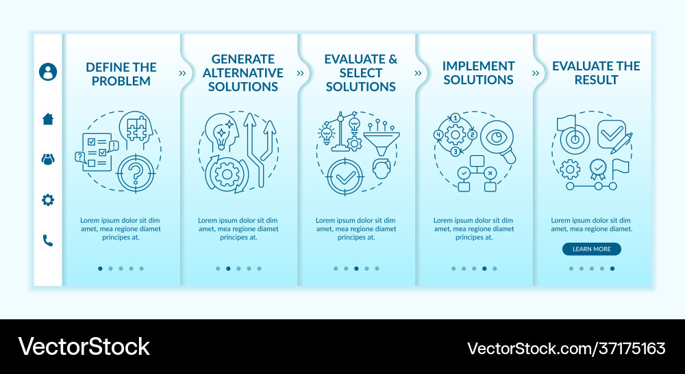 Problem Solving Onboarding Steps Vector Image
