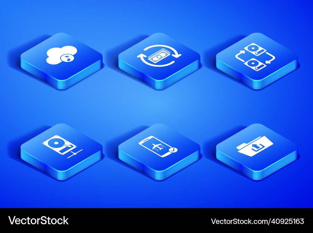 Set folder upload music streaming service flight vector image