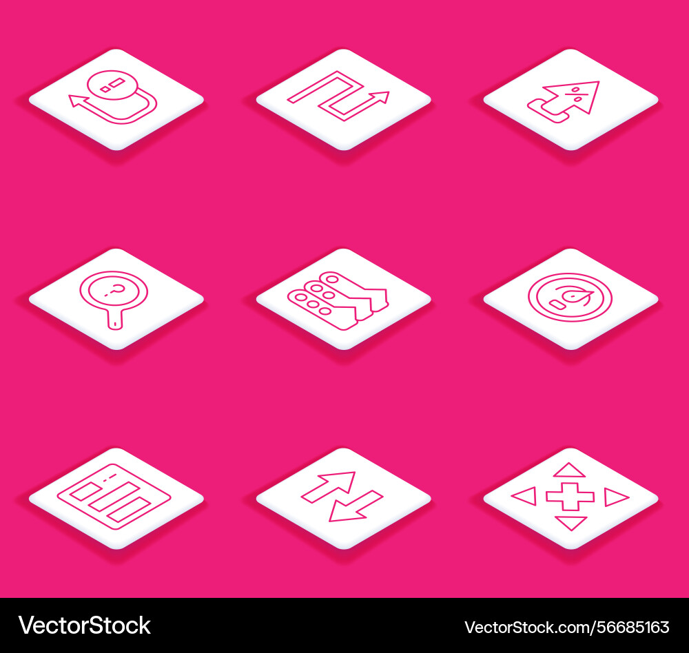Set line arrow percent up unknown search Set line arrow percent up unknown search vector image