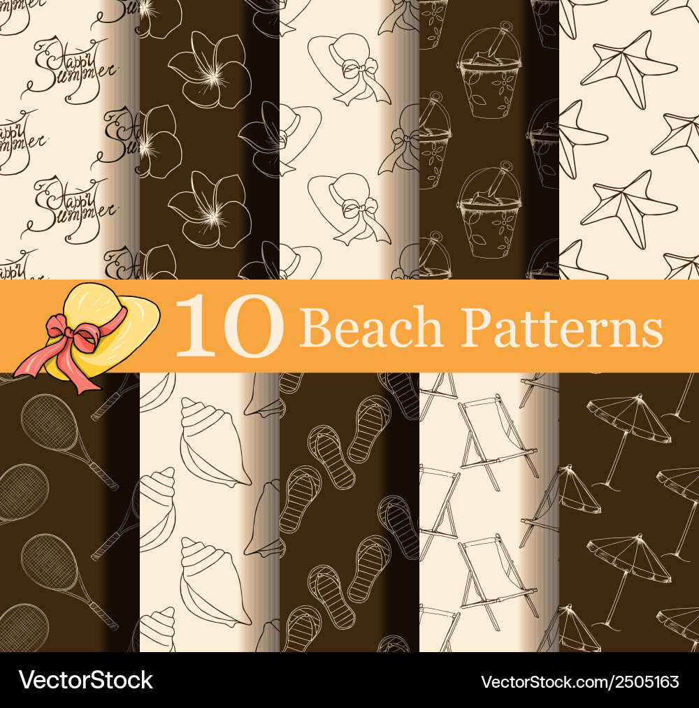 Set of 10 summer seamless patterns Vector Image