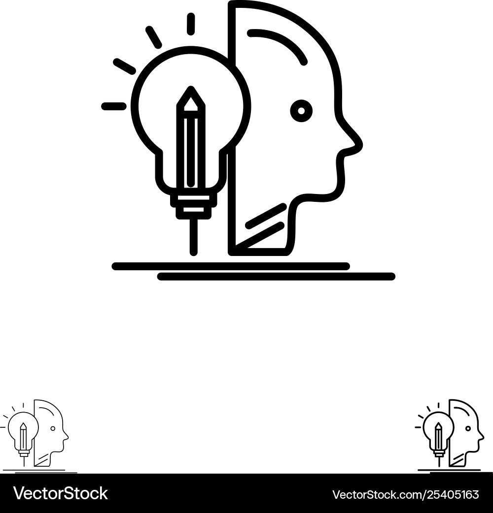 User mind making programming bold and thin black vector image