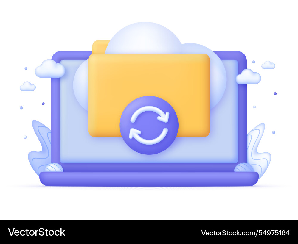 3d cloud storage on computer 3d cloud storage on computer vector image
