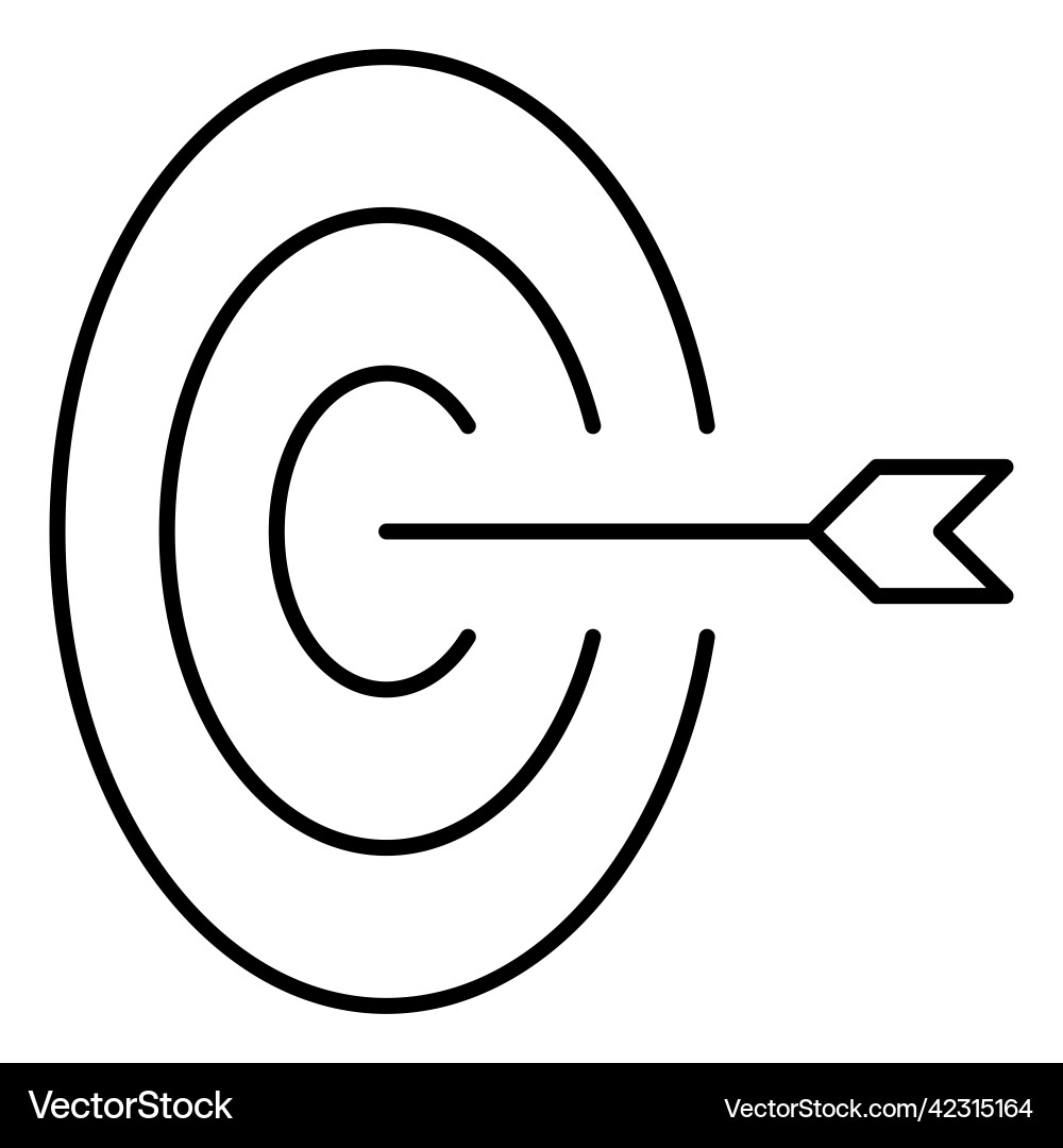 Arrow in the target thin line icon Vector Image