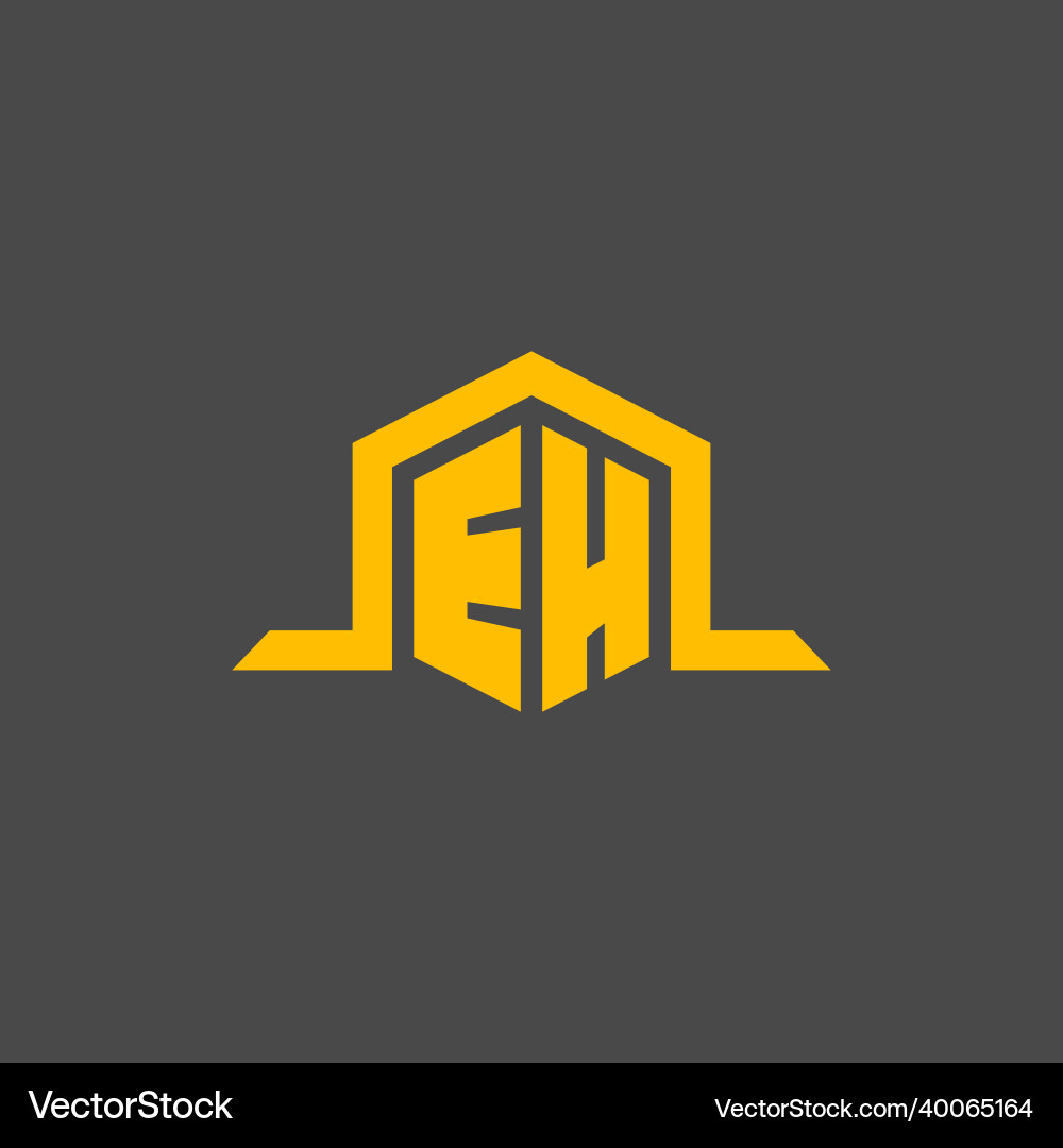 Eh monogram initial logo with hexagon style design Vector Image