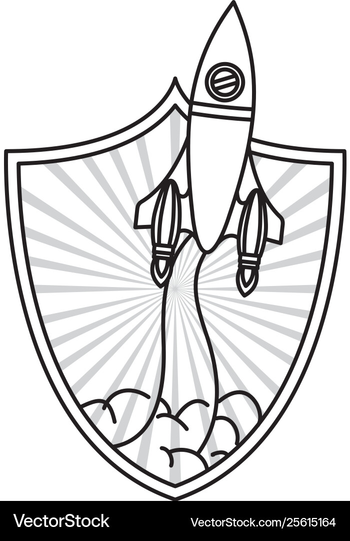 Frame with rocket taking off icon Vector Image
