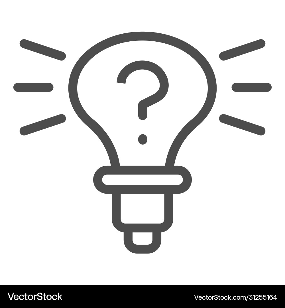 Light bulb with question mark line icon searching vector image
