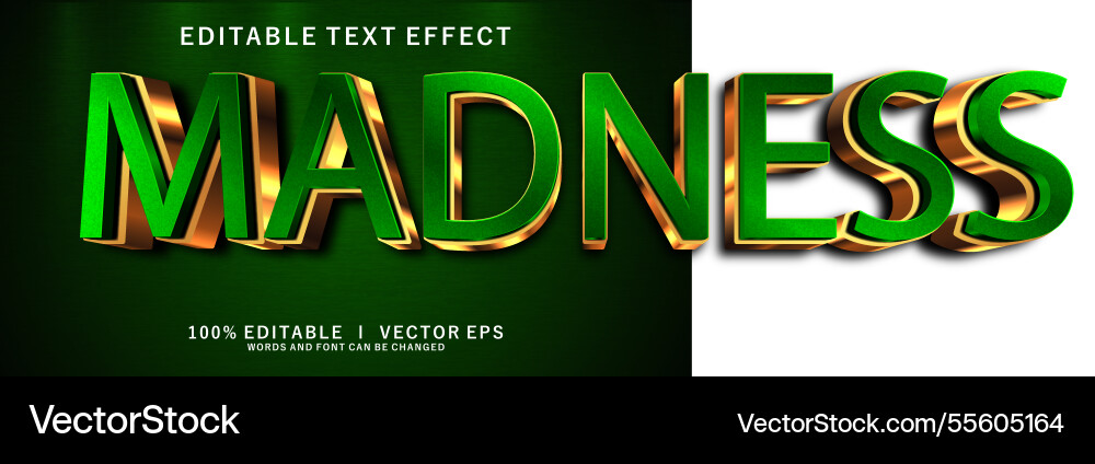 Madness 3d text effect with modern style design Madness 3d text effect with modern style design vector image