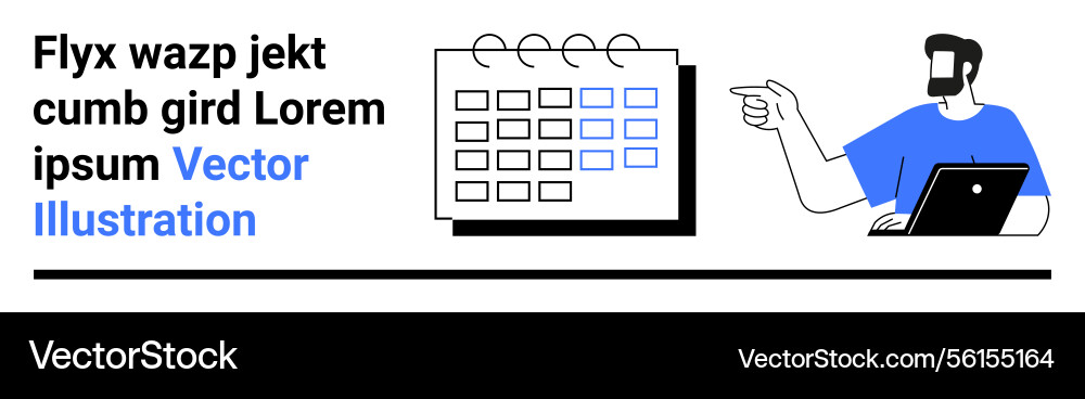 Man with laptop pointing at calendar Man with laptop pointing at calendar vector image