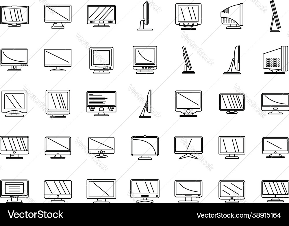 Monitor icons set outline computer screen Monitor icons set outline computer screen vector image