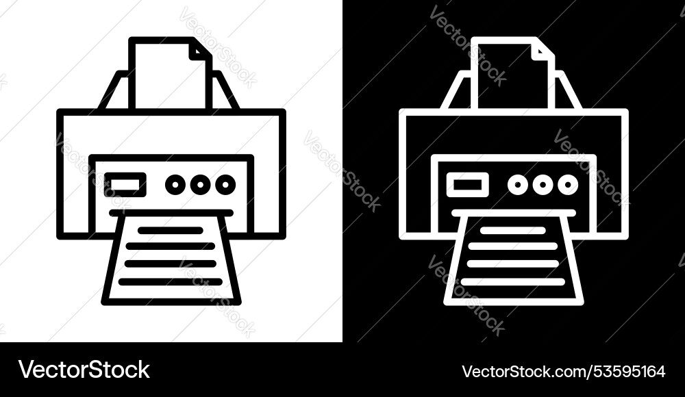 Printer thin line icon set Royalty Free Vector Image
