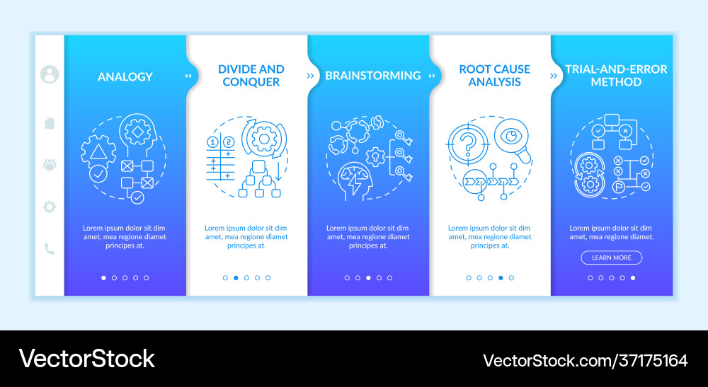 Problem solving strategies onboarding template Problem solving strategies onboarding template vector image