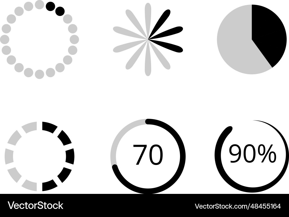 Progress indicator set round loading interface Progress indicator set round loading interface vector image