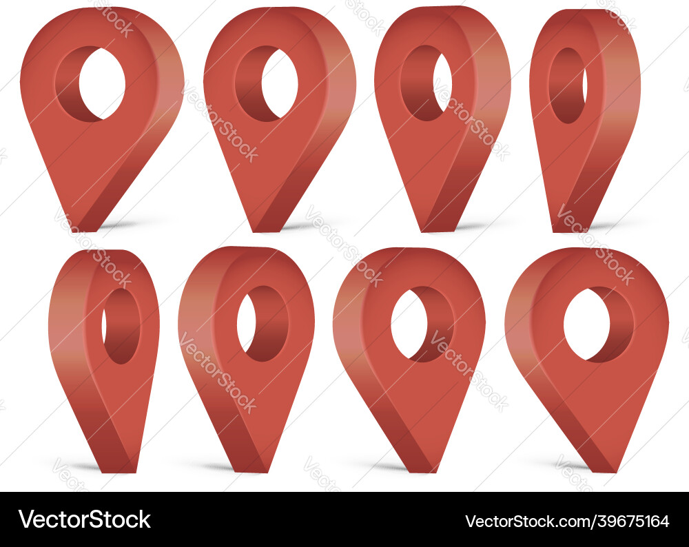 Red realistic map pointer location symbols set Vector Image
