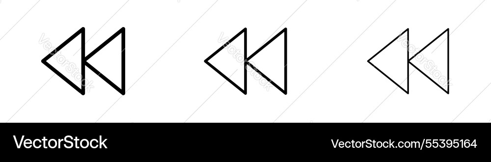 Rewind icons in three different stroke lines Vector Image