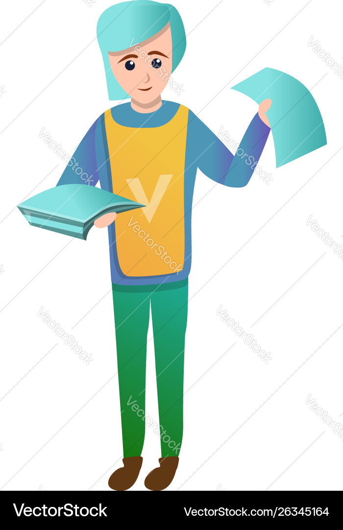 Volunteer girl give papers icon cartoon style Volunteer girl give papers icon cartoon style vector image