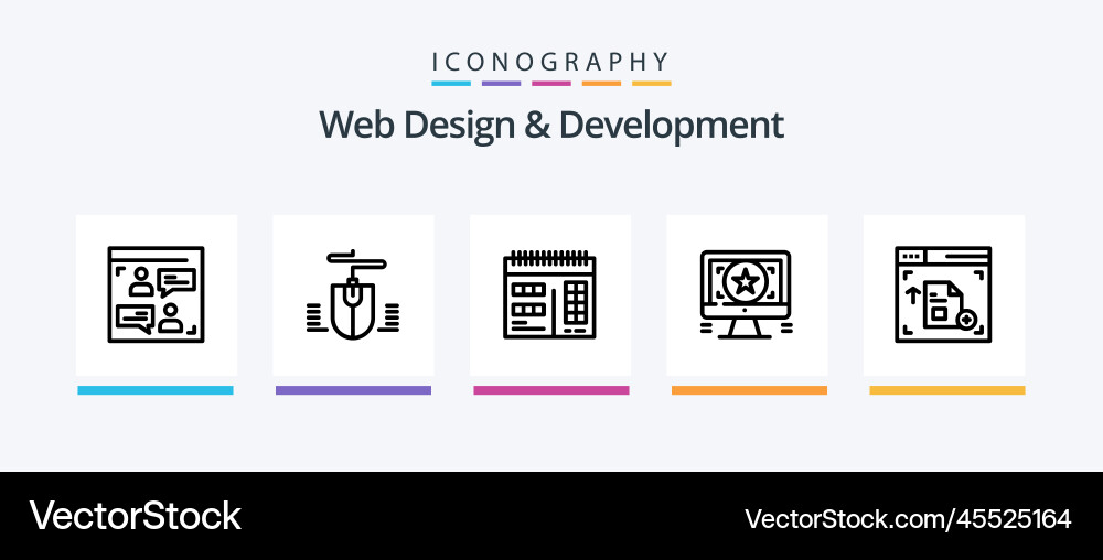 Web design and development line 5 icon pack Vector Image