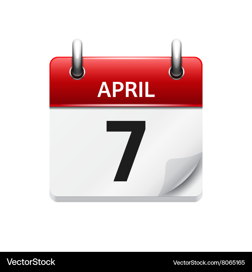 April 7 flat daily calendar icon date Royalty Free Vector