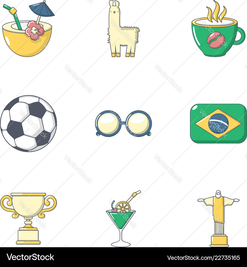 Brasilianische Wochenende Ikonen flachen Stil Brasilianische Wochenende Ikonen flachen Stil vektorbild