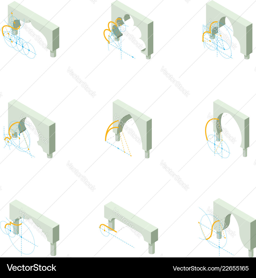 Build an arch icons set isometric style Build an arch icons set isometric style vector image