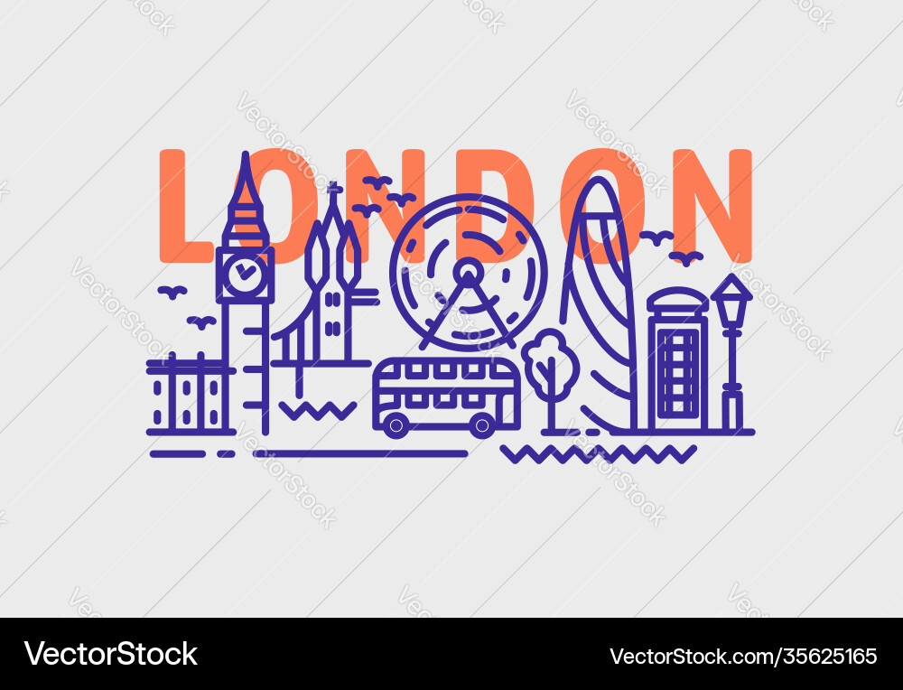 City london in outline style on white City london in outline style on white vector image
