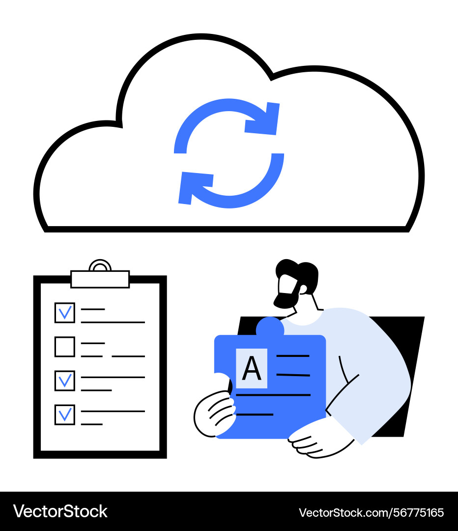 Cloud synchronization concept with checklist Cloud synchronization concept with checklist vector image