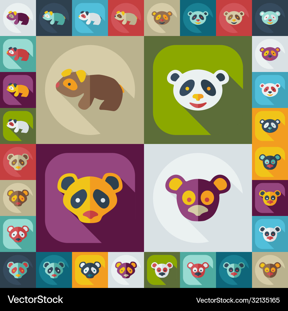 Flat concept set modern design mit schatten pandas Flat concept set modern design mit schatten pandas vektorbild