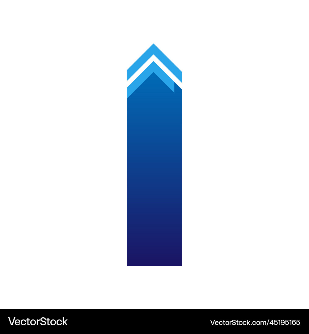Gradient blue vertical line with up arrow Vector Image