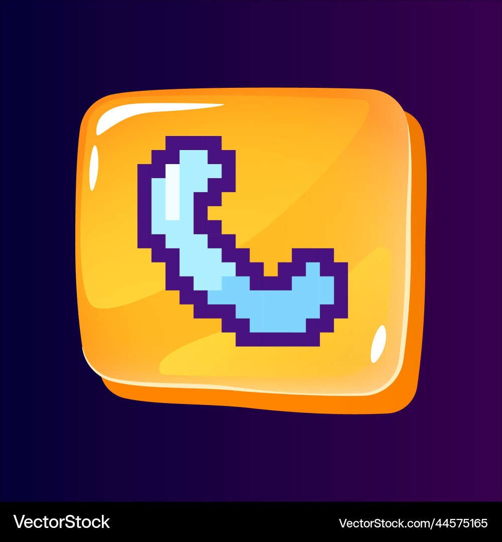 Handset glossy ui button with pixelated color icon Handset glossy ui button with pixelated color icon Vector Image