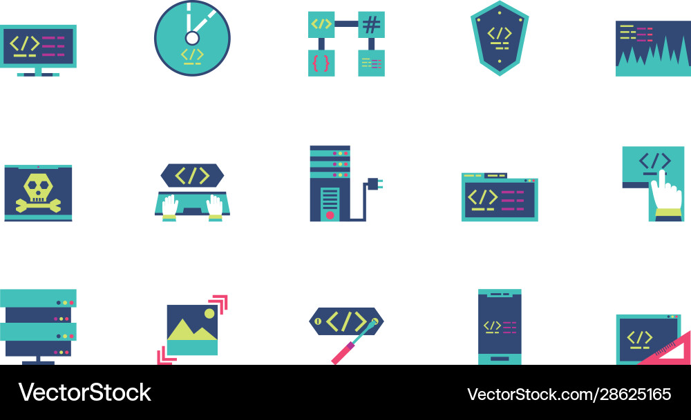 Isolated website code icon set design Isolated website code icon set design Vector Image